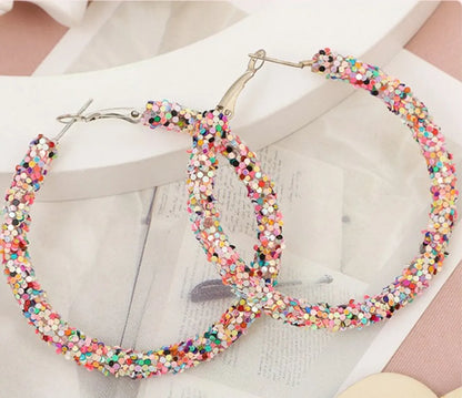 1 Pair Simple Style Circle Plating Sequin Metal Hoop Earrings