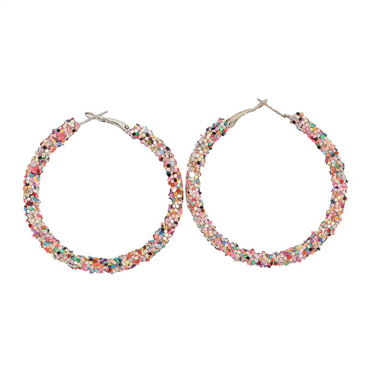 1 Pair Simple Style Circle Plating Sequin Metal Hoop Earrings