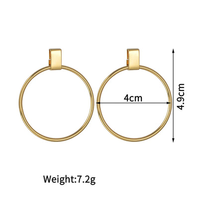 1 Pair Simple Style Circle Plating Stainless Steel 18k Gold Plated Drop Earrings