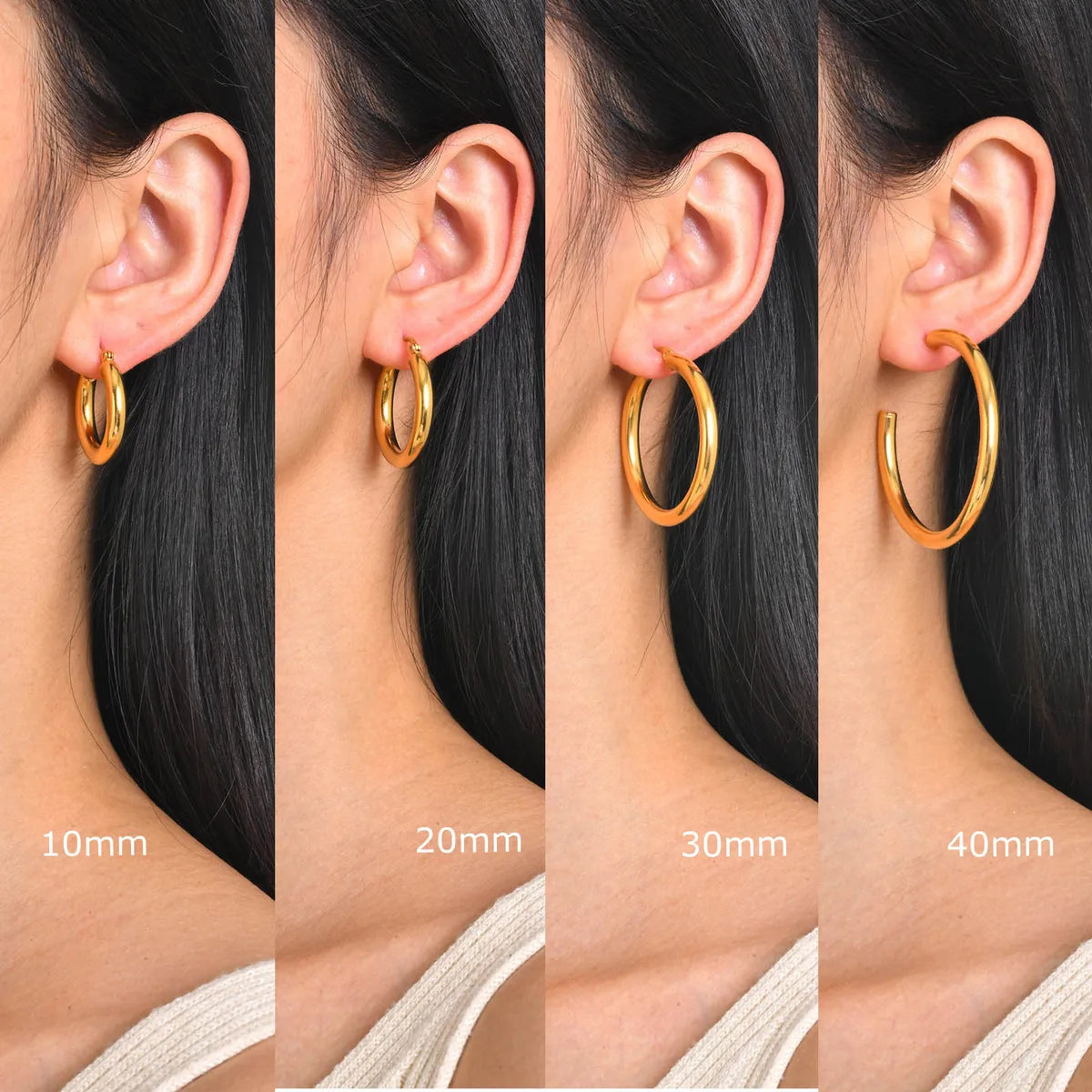 1 Pair Simple Style Circle Plating 304 Stainless Steel Earrings