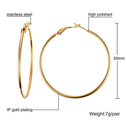 1 Pair Simple Style Circle Plating 304 Stainless Steel Earrings