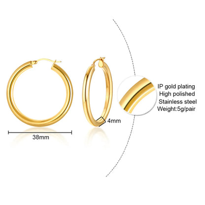 1 Pair Simple Style Circle Plating 304 Stainless Steel Earrings