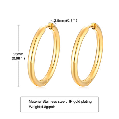 1 Pair Simple Style Circle Plating 304 Stainless Steel Earrings