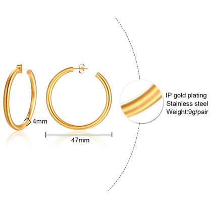 1 Pair Simple Style Circle Plating 304 Stainless Steel Earrings