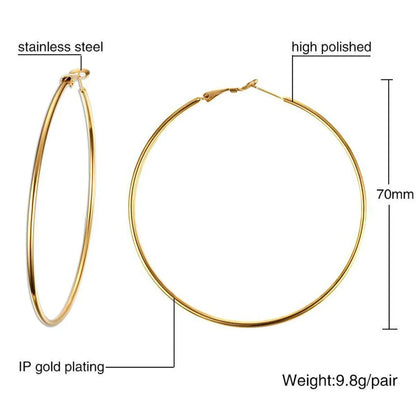 1 Pair Simple Style Circle Plating 304 Stainless Steel Earrings