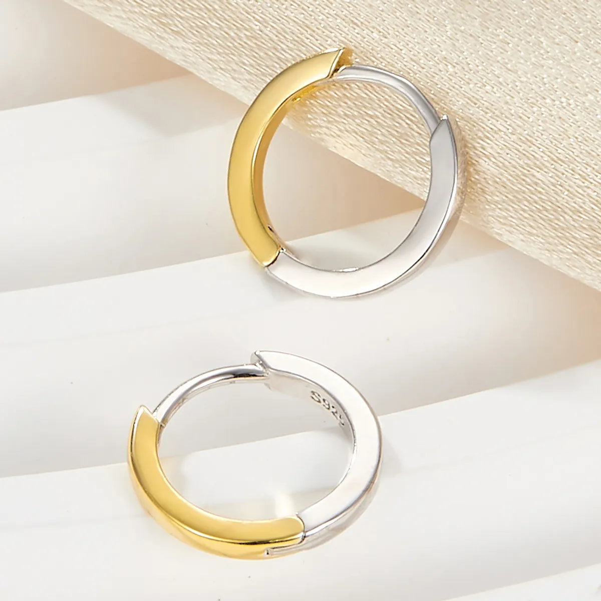 1 Pair Simple Style Circle Plating Sterling Silver 18K Gold Plated White Gold Plated Earrings