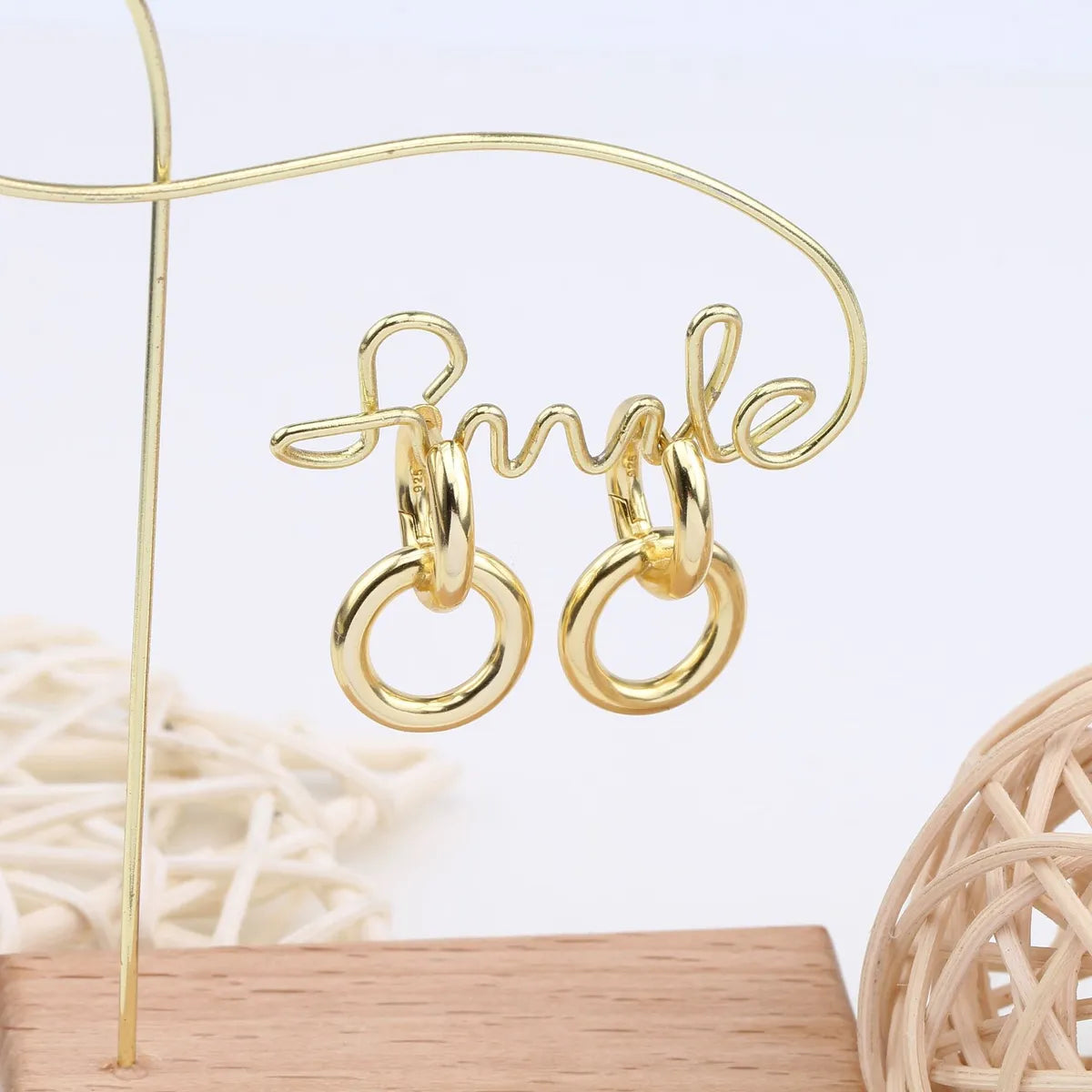 1 Pair Simple Style Circle Plating Sterling Silver White Gold Plated Gold Plated Drop Earrings