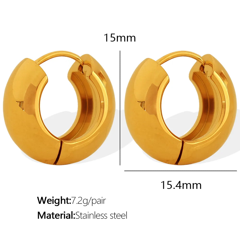 1 Pair Simple Style Circle Plating Titanium Steel 18K Gold Plated Earrings