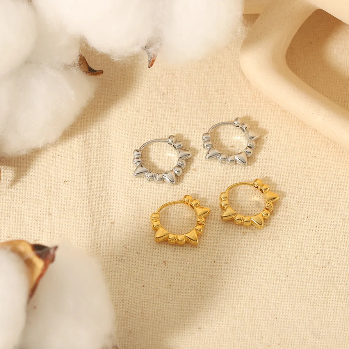 1 Pair Simple Style Circle Polishing Plating Stainless Steel 18k Gold Plated Earrings