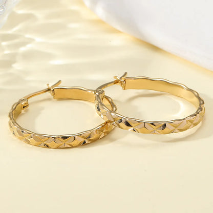 1 Pair Simple Style Circle Polishing Plating Titanium Steel 18K Gold Plated Earrings