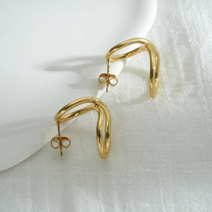 1 Pair Simple Style Circle Round Asymmetrical 304 Stainless Steel 18K Gold Plated Ear Studs