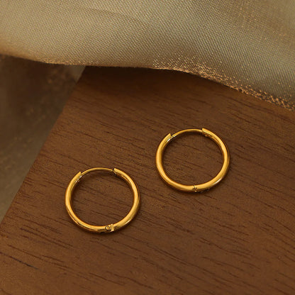 1 Pair Simple Style Circle Solid Color Plating Titanium Steel 18k Gold Plated Hoop Earrings