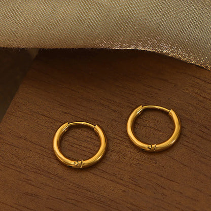 1 Pair Simple Style Circle Solid Color Plating Titanium Steel 18k Gold Plated Hoop Earrings