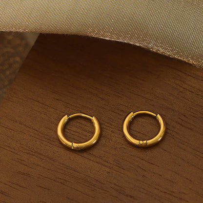 1 Pair Simple Style Circle Solid Color Plating Titanium Steel 18k Gold Plated Hoop Earrings