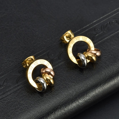 1 Pair Simple Style Circle Stainless Steel Plating Ear Studs