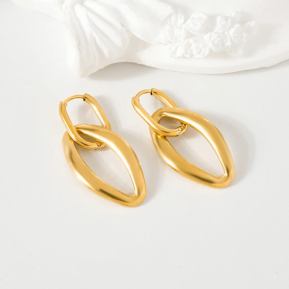 1 Pair Simple Style Classic Style Abstract Plating Stainless Steel 18K Gold Plated Drop Earrings