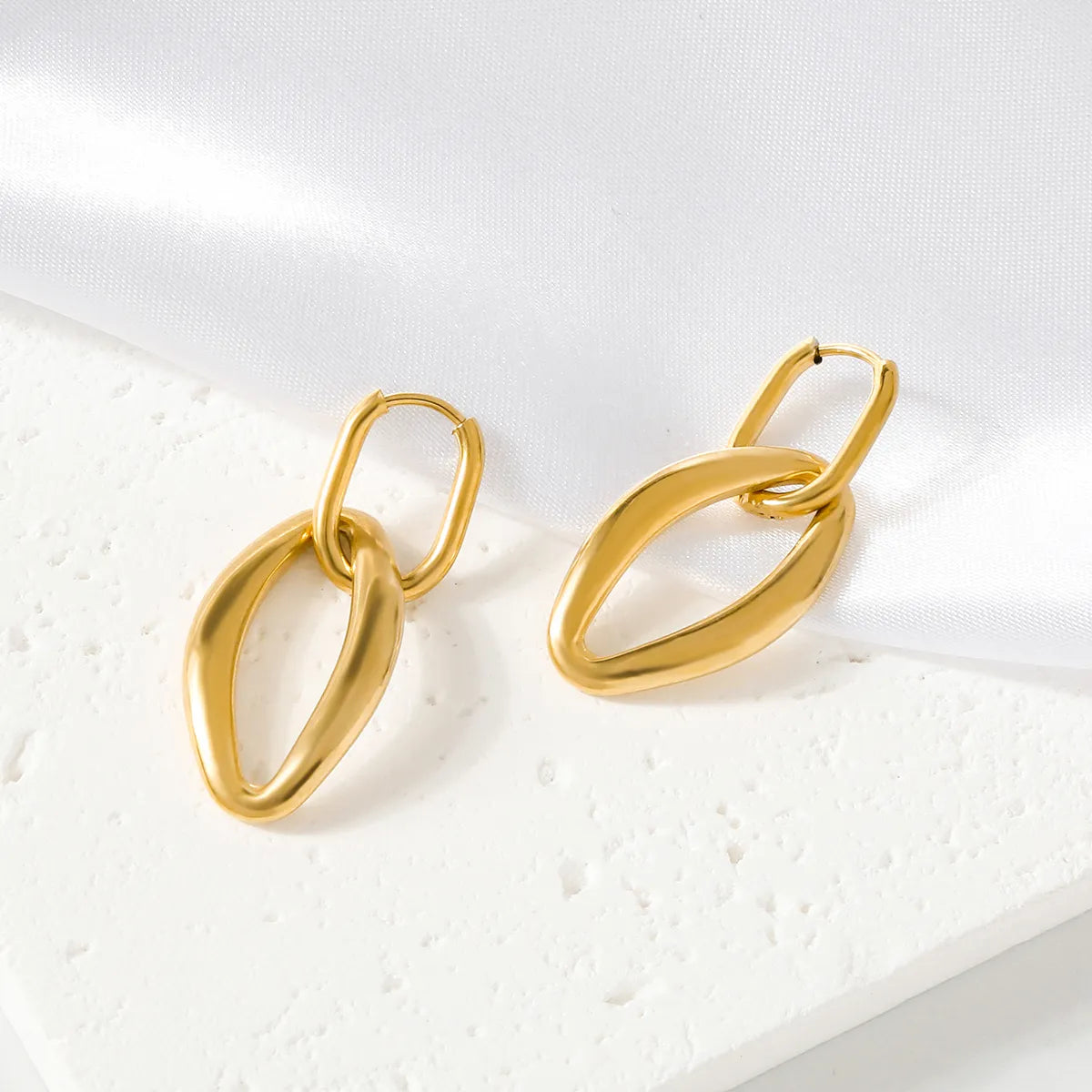 1 Pair Simple Style Classic Style Abstract Plating Stainless Steel 18K Gold Plated Drop Earrings