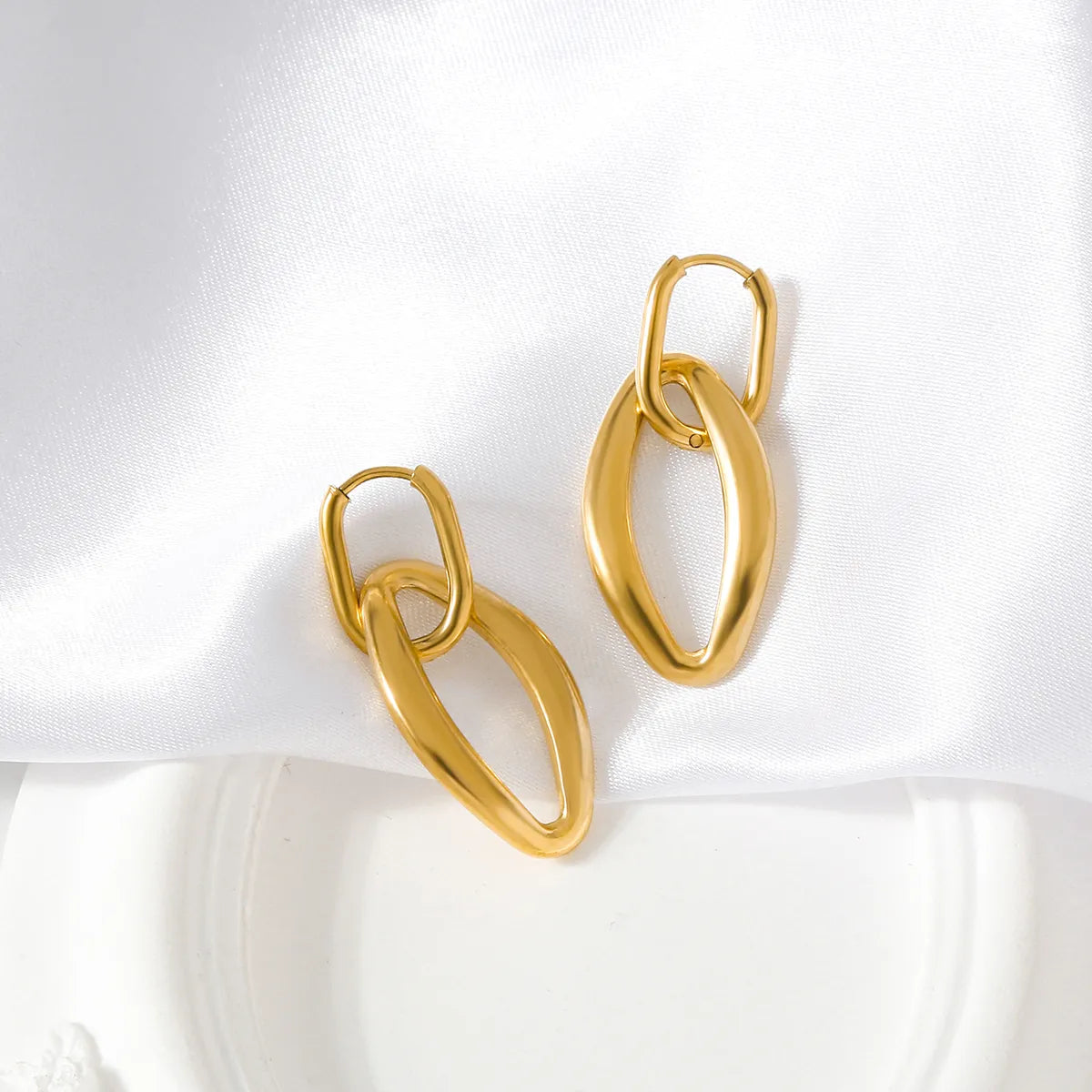 1 Pair Simple Style Classic Style Abstract Plating Stainless Steel 18K Gold Plated Drop Earrings