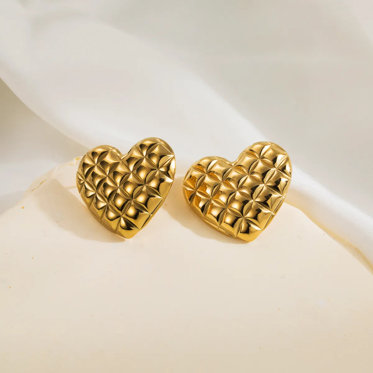 1 Pair Simple Style Classic Style Argyle Stainless Steel 14K Gold Plated Ear Studs