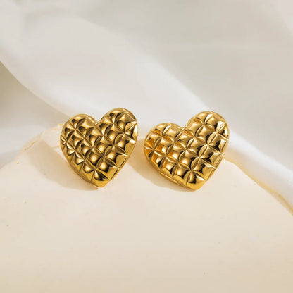 1 Pair Simple Style Classic Style Argyle Stainless Steel 14K Gold Plated Ear Studs