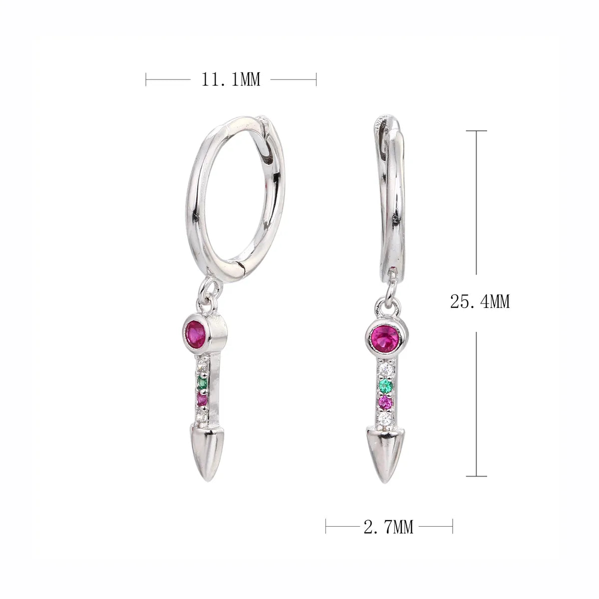 1 Pair Simple Style Classic Style Arrow Inlay Sterling Silver Gem Drop Earrings