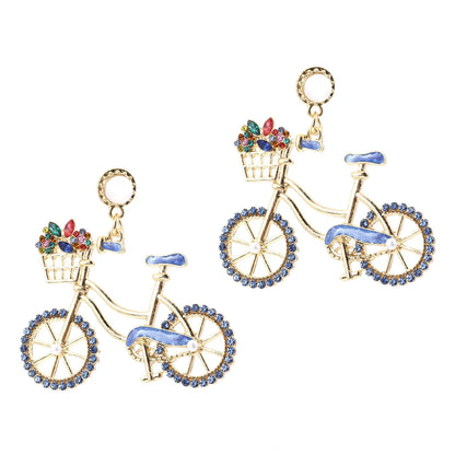 1 Pair Simple Style Classic Style Bicycle Inlay Zinc Alloy Drop Earrings