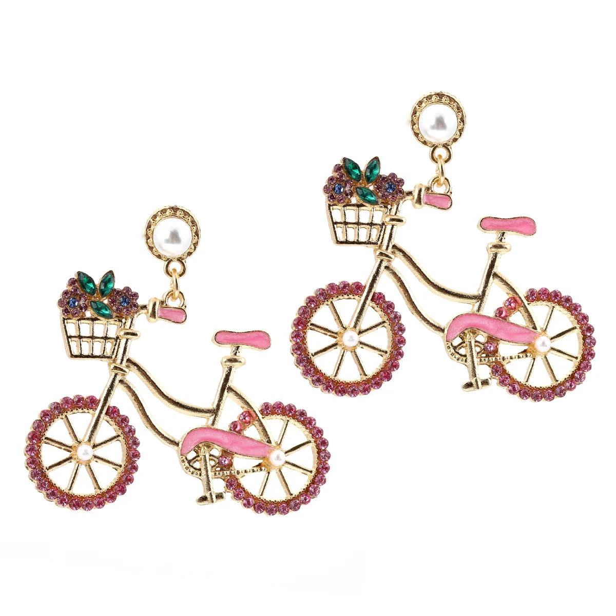 1 Pair Simple Style Classic Style Bicycle Inlay Zinc Alloy Drop Earrings