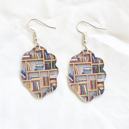 1 Pair Simple Style Classic Style Book Animal Printing Arylic Metal Drop Earrings