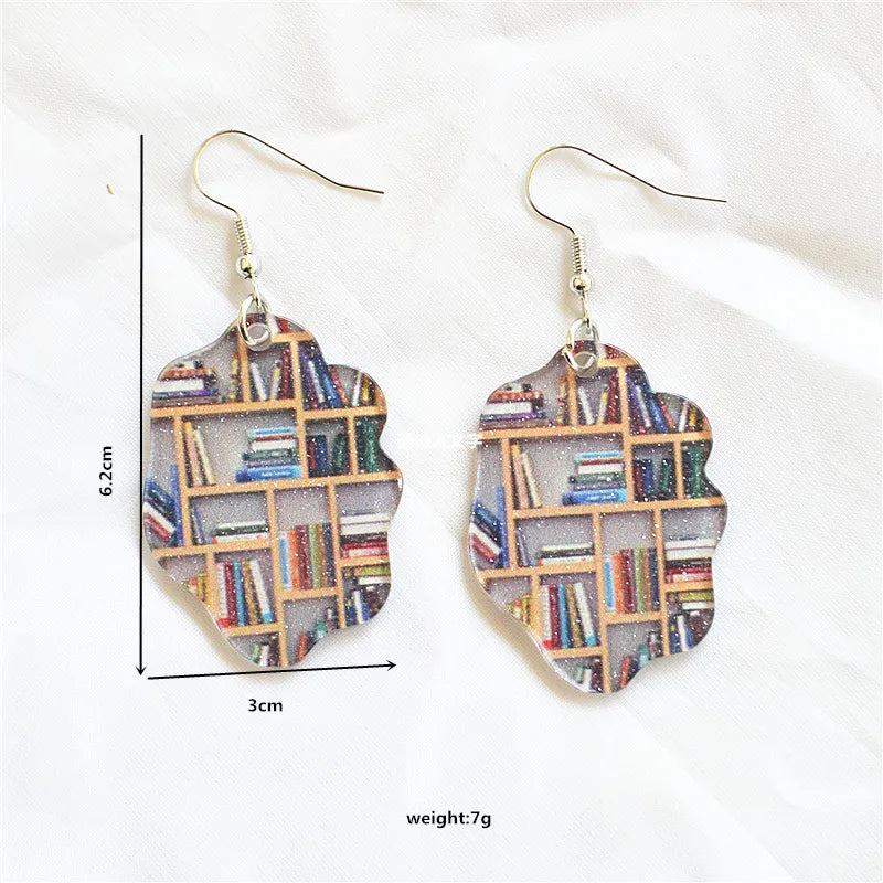 1 Pair Simple Style Classic Style Book Animal Printing Arylic Metal Drop Earrings