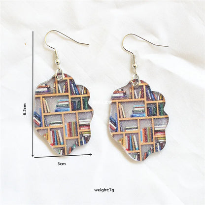 1 Pair Simple Style Classic Style Book Animal Printing Arylic Metal Drop Earrings