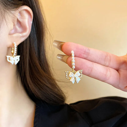 1 Pair Simple Style Classic Style Bow Knot Inlay Alloy Rhinestones Drop Earrings