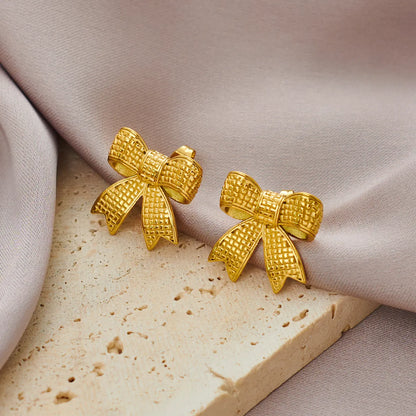 1 Pair Simple Style Classic Style Bow Knot Plating 304 Stainless Steel 18K Gold Plated Ear Studs