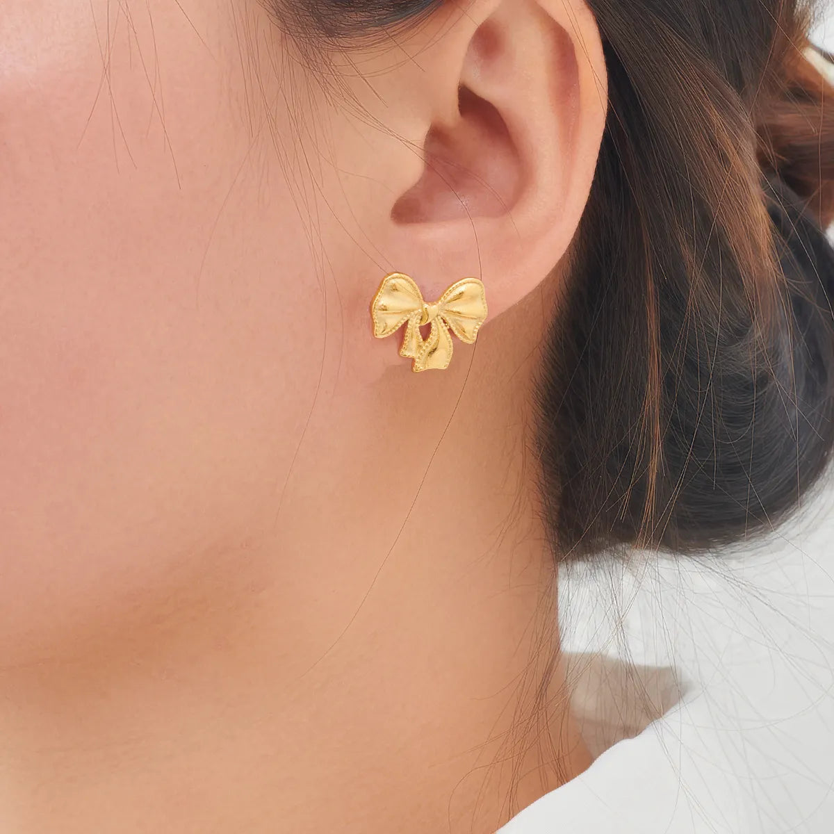 1 Pair Simple Style Classic Style Bow Knot Plating 304 Stainless Steel 18K Gold Plated Ear Studs