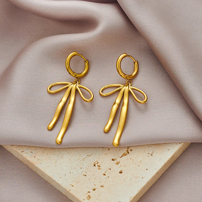 1 Pair Simple Style Classic Style Bow Knot Plating 304 Stainless Steel 18K Gold Plated Ear Studs