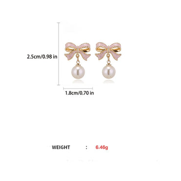 1 Pair Simple Style Classic Style Bow Knot Plating Alloy Zinc Alloy Drop Earrings