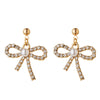 1 Pair Simple Style Classic Style Bow Knot Plating Inlay Alloy Rhinestones Gold Plated Silver Plated Drop Earrings