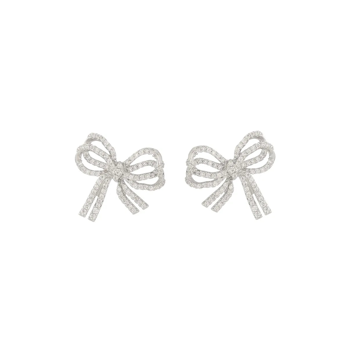 1 Pair Simple Style Classic Style Bow Knot Plating Inlay Sterling Silver Zircon 14K Gold Plated Ear Studs