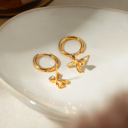 1 Pair Simple Style Classic Style Bow Knot Plating Stainless Steel 18K Gold Plated Ear Studs