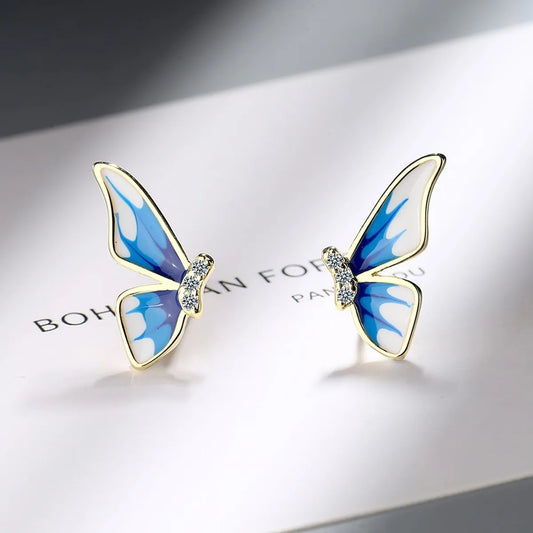 1 Pair Simple Style Classic Style Butterfly Inlay Copper Zircon Ear Studs