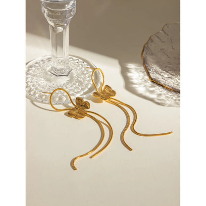 1 Pair Simple Style Classic Style Butterfly Plating 304 Stainless Steel 18K Gold Plated Drop Earrings