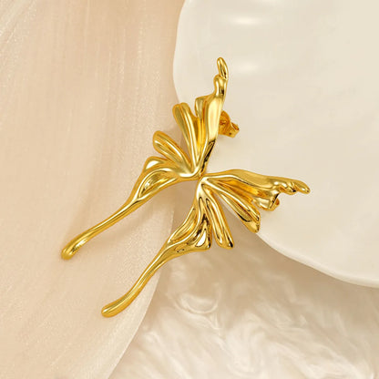 1 Pair Simple Style Classic Style Butterfly Plating 304 Stainless Steel 18K Gold Plated Ear Studs