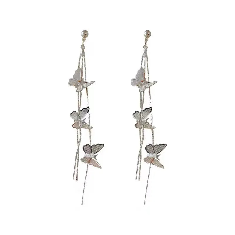 1 Pair Simple Style Classic Style Butterfly Plating Alloy White Gold Plated Drop Earrings