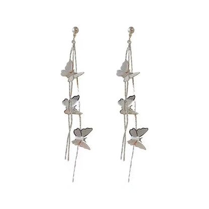 1 Pair Simple Style Classic Style Butterfly Plating Alloy White Gold Plated Drop Earrings