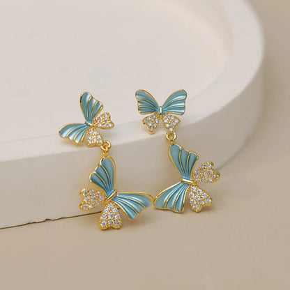 1 Pair Simple Style Classic Style Butterfly Plating Copper 18K Gold Plated Drop Earrings