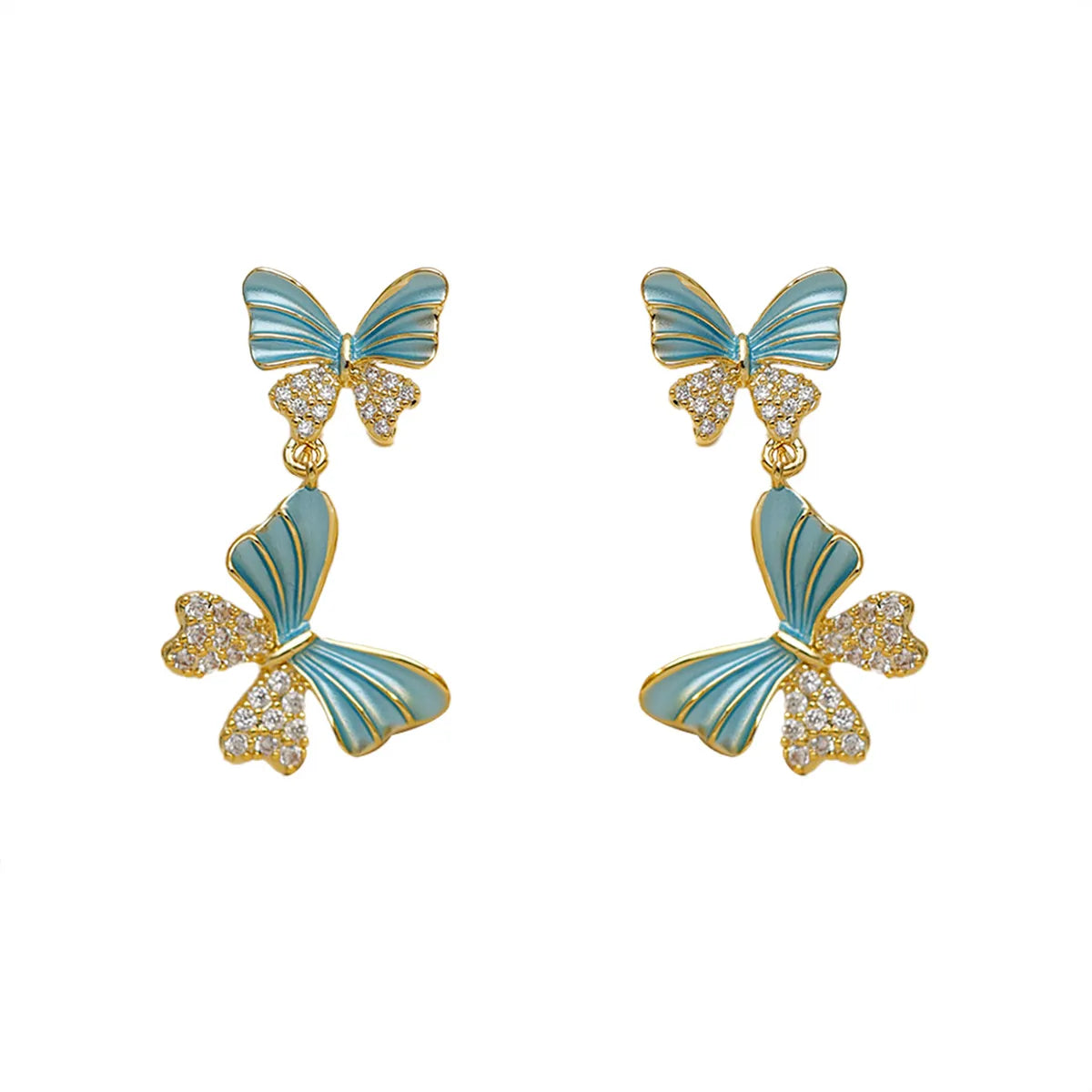 1 Pair Simple Style Classic Style Butterfly Plating Copper 18K Gold Plated Drop Earrings