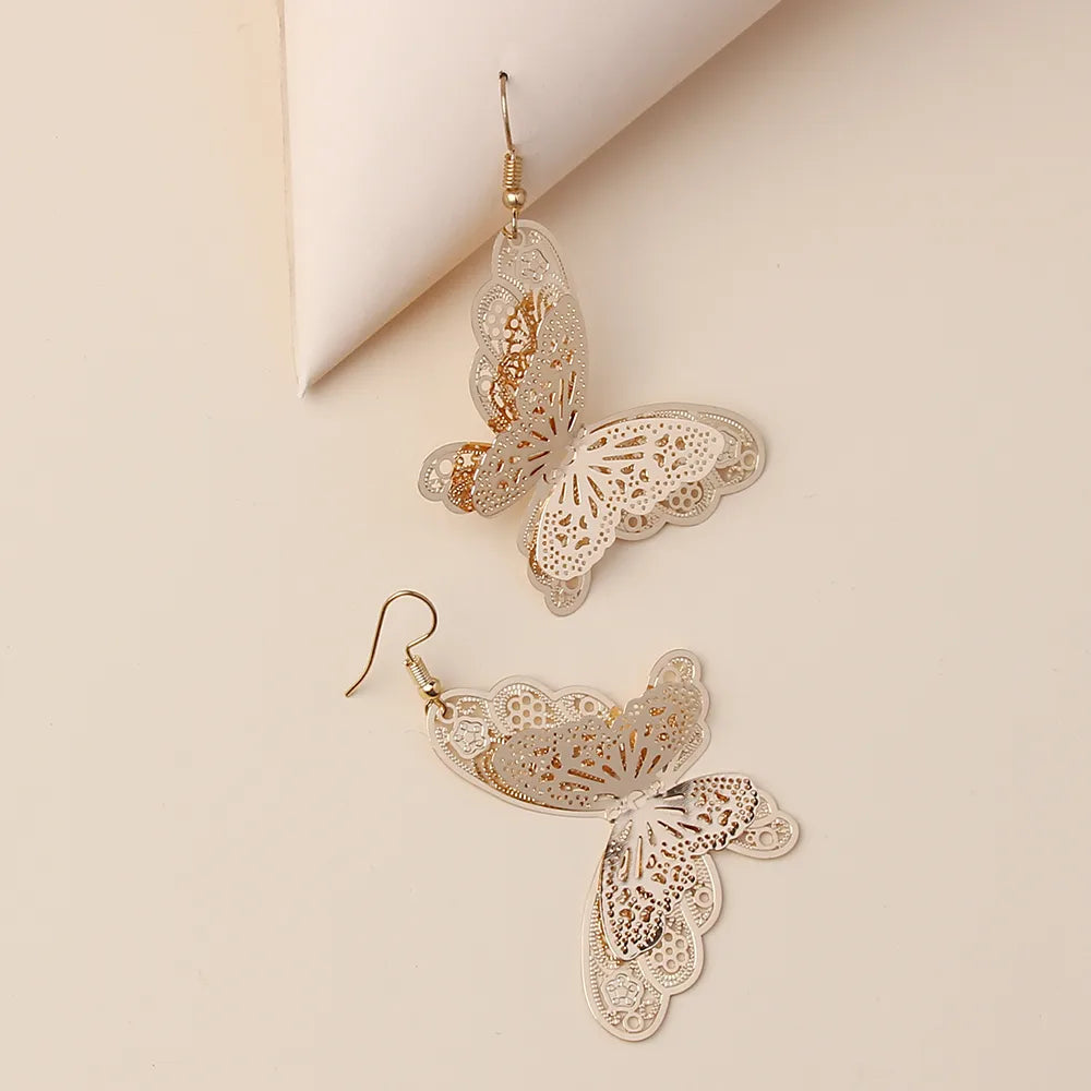 1 Pair Simple Style Classic Style Butterfly Plating Copper Gold Plated Drop Earrings