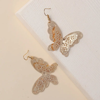 1 Pair Simple Style Classic Style Butterfly Plating Copper Gold Plated Drop Earrings