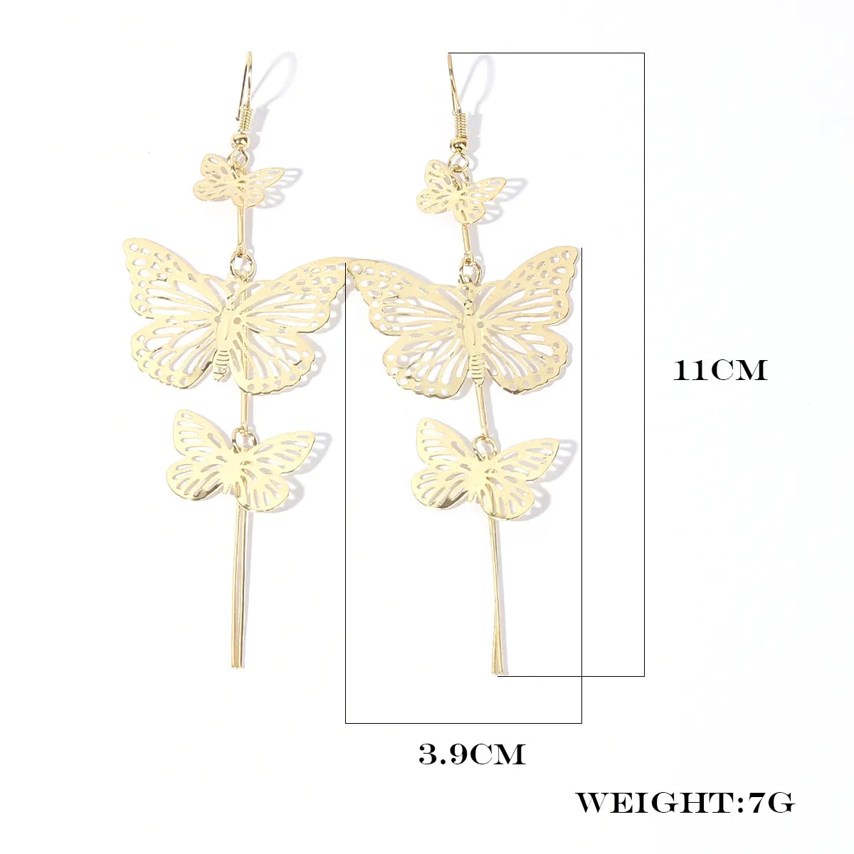 1 Pair Simple Style Classic Style Butterfly Plating Copper Gold Plated Rhodium Plated Drop Earrings