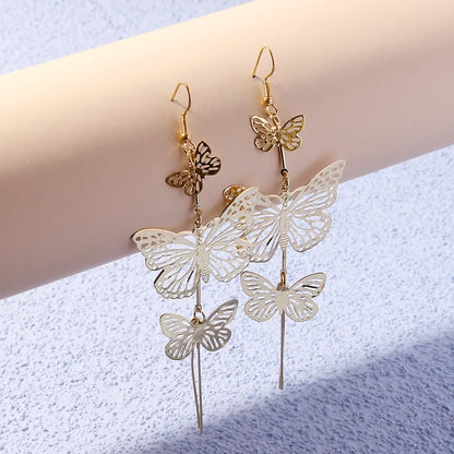 1 Pair Simple Style Classic Style Butterfly Plating Copper Gold Plated Rhodium Plated Drop Earrings