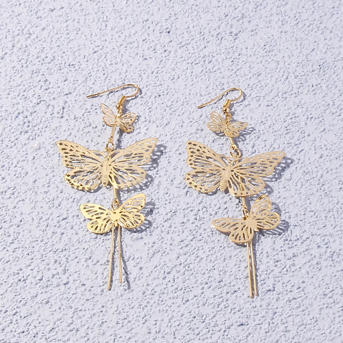 1 Pair Simple Style Classic Style Butterfly Plating Copper Gold Plated Rhodium Plated Drop Earrings